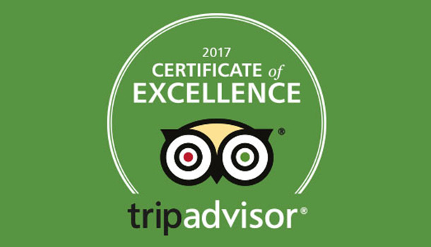 Certificate of Excellence from TripAdvisor
